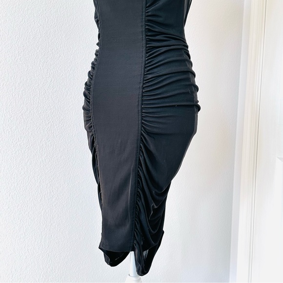 NWT BCBGmaxazria Stretch bofycon dresses black M ruched - Picture 7 of 16